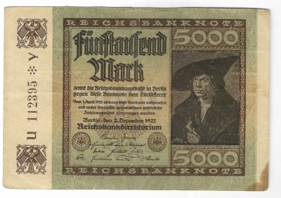 Bancnota 5000 mark 1922 - Germania foto