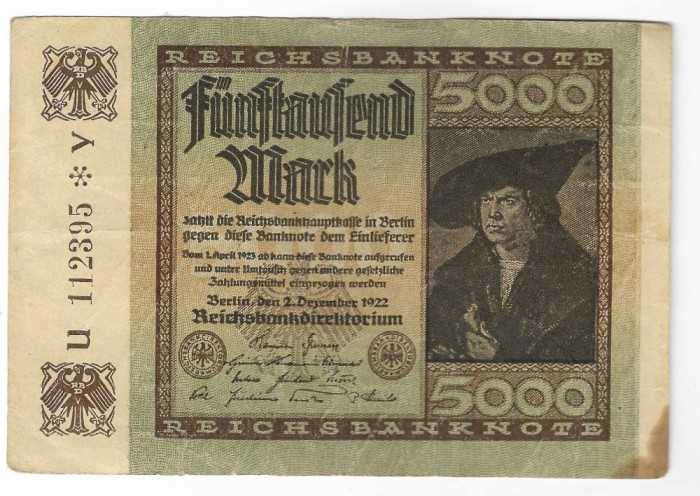 Bancnota 5000 mark 1922 - Germania
