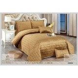 Cumpara ieftin Cuvertura de pat si 4 Fete de Perna din Catifea, Matlasata, 220 x 240 cm, Set 5 piese, Bej - EAT306