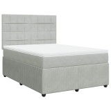 Cumpara ieftin Pat box spring cu saltea, gri deschis, 140x200 cm, catifea