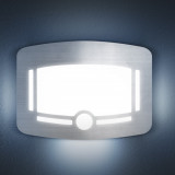 Lumină de direcție &ndash; cu senzor de mișcare și senzor de lumină &ndash; 4 x AA &ndash; argintiu periat
