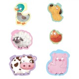 Puzzle Animale de la Fermă, 12 Piese, Multicolor, 3+ Ani, Set 6 Bucăți