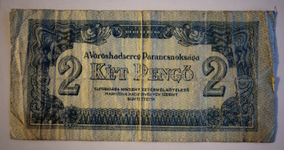 Bancnota Ungaria - 2 Pengo 1944 - Ocupatie Sovietica foto