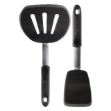 Set 2 spatule Di Oro, otel inoxidabil, silicon, negru, argintiu
