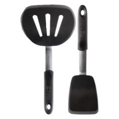 Set 2 spatule Di Oro, otel inoxidabil, silicon, negru, argintiu