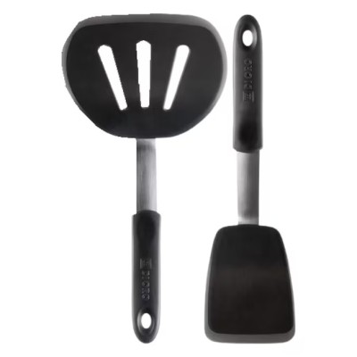 Set 2 spatule Di Oro, otel inoxidabil, silicon, negru, argintiu foto