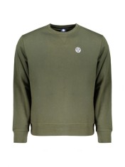 Bluza barba?i fara fermoar cu decolteu la baza gatului ?i logo, Verde inchis foto