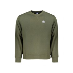 Bluză bărbați fară fermoar cu decolteu la baza g&acirc;tului și logo, Verde &icirc;nchis, XL