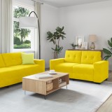 VidaXL Set canapea, 3 piese, galben, catifea
