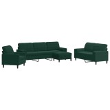 Cumpara ieftin Set canapele cu perne/rulouri, 4 piese, verde inchis, catifea