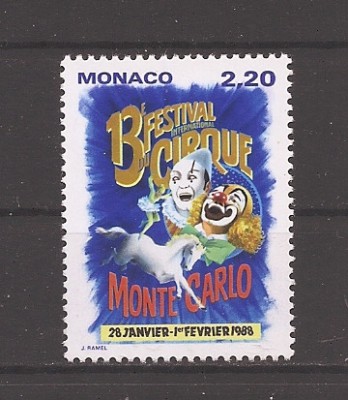 Monaco 1987 - Al 13-lea Festival Internațional de Circ, Monaco 1988, MNH foto