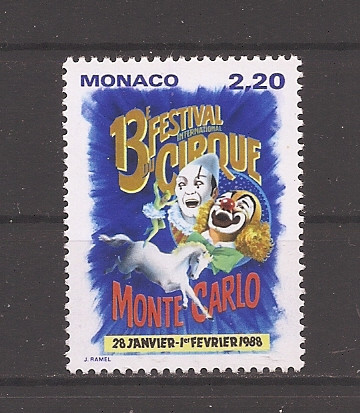 Monaco 1987 - Al 13-lea Festival Internațional de Circ, Monaco 1988, MNH