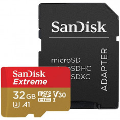 Micro secure digital card sandisk extreme 32gb clasa 10 r/w speed: up to 100mb/s/ 60mb/s