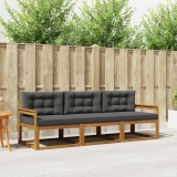 vidaXL Set de canapele de exterior cu pernă 3 pcs Natural și Antracit 3367115