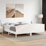 VidaXL Cadru de pat fără saltea, alb, 200x200 cm, lemn masiv pin