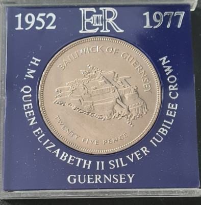 Guernsey 25 pence 1977 SIlver Jubilee foto