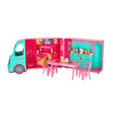 Rulota tip food truck cu 21 elemente, pentru papusi 38 x 21 x 14.5 cm