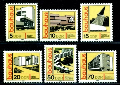 DDR 1980 - Arhitectura Bauhaus, clădiri, serie neuzata foto