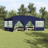 VidaXL Cort de petrecere cu 10 pereți laterali Albastru 6x4 m PE