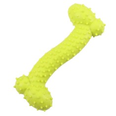Jucarie pentru caine, os cauciuc dintat pentru curatarea dintilor, 15cm, Verde, Ropet