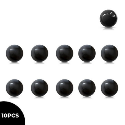 Bile acrilice de schimb pentru piercing cu filet &amp;ndash; culoare neagră, set de 10 buc - Diametrul bilei x diametrul filetului: 3 x 1,2 mm foto