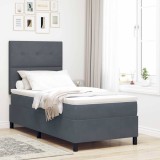 vidaXL Pat cu arcuri cu saltea Gri &icirc;nchis 90 x 200 cm Catifea