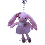 Breloc Iepuras in rochita tutu roz 21 cm
