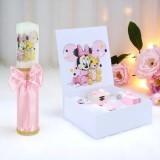 Set Cutie Trusou cu Lumanare, 9 Piese, &quot;Cu drag de la nasi&quot;, Roz Aprins, Minnie Mouse - TB196