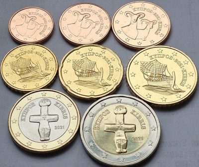 Set complet 8 monede, 1 cent - 2 euro 2021 Cipru, unc foto