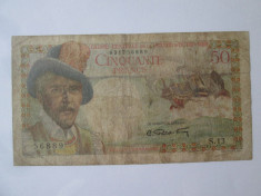 Rară! DOM-TOM(Franta de peste mari)Guadelupa+Martinica 50 Francs CCFOM 1947-1949 foto