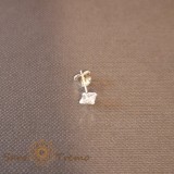 Cercel Unisex Argint 925 cu Cristal Zirconia Alb Patrat, 4 mm, SaraTremo