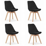 Set 4 scaune bucatarie/living, Artool, Nori, catifea, lemn, negru, 48.5x54x84 cm
