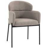 HOMCOM Scaun accent modern, fotoliu din chenille cu spumă de &icirc;naltă densitate, spătar ergonomic, picioare metalice, maro deschis | Aosom Romania