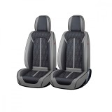 Huse auto premium 5 locuri Carguard Deluxe piele ecologica perforata - gri - negru Best CarHome