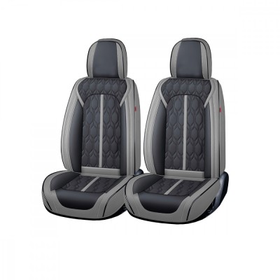 Huse auto premium 5 locuri Carguard Deluxe piele ecologica perforata - gri - negru Best CarHome foto