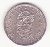 Marea Britanie 1 Shilling 1961 XF - Elizabeth II English shield; without &#039;BRITT:OMN&#039;