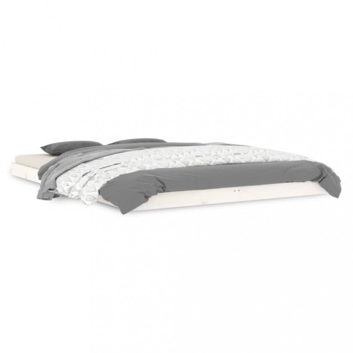 Cadru de pat, alb, 140x200 cm, lemn masiv de pin