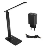 Cumpara ieftin Lampa de birou LED 5W cu incarcator de priza - Negru, Dactylion