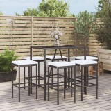 VidaXL Set bar de grădină, 7 piese, cu perne, negru, poliratan