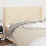 VidaXL Tăblie de pat cu aripioare, crem, 203x23x118/128 cm, textil 3117843