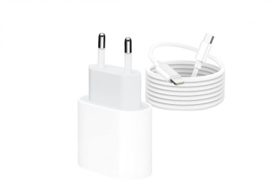 Incarcator compatibil, mufa Iphone, Apple, 20W, iPhone 14, 13, 12, 11, 8, 7, 6, 5, SE, Max, mini, Plus, Pro, Pro Max, Usb-C intrare, Cablu de 1m compa foto