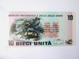 Rara! Italia Dieci Unita UNC-Test imprimeria statului-Institutul Poligrafic 2016