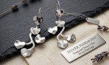 Cercei Lungi din Argint 925 Silver Harmony , Model Candelabru cu Inimi Texturate
