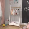 Cuier tip Suport de Haine pentru Copii, Material MDF si Lemn Bambus, Culoare Alb, Dimensiuni 126x73x43 cm, [en.casa]