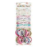 Set Accesorii Par pentru Copii, 60 buc (20 Clame cu Glitter si 40 Elastice Colorate), CMCLASS