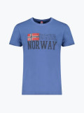 Cumpara ieftin Tricou barbati din bumbac cu decolteu la baza gatului, Albastru inchis, XL, Norway