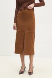 Answear Lab fustă culoarea maro, midi, drept