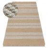 Covor JUTE 3734 bej / gri dungi - iută, țesut plat, franjuri, 200x290 cm