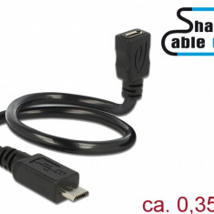 Cablu prelungitor micro USB-B 5 pini 2.0 T-M OTG ShapeCable 0.35m, Delock 83924