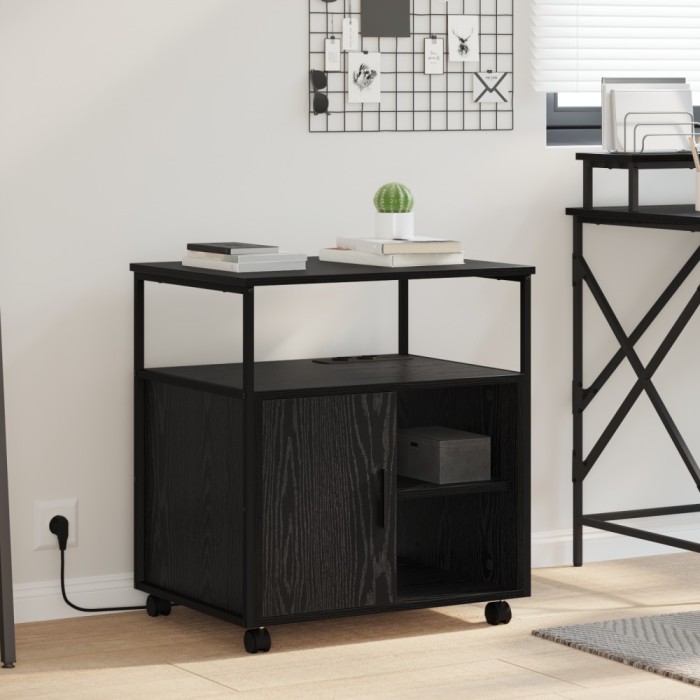 vidaXL Dulap de birou Stejar negru 60 x 46 x 67 cm Lemn compozit